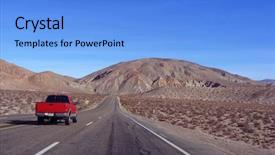  Presentation with destination - Cool new PPT theme with truck safety driving - unknown destination - freedom concept backdrop and a light blue colored foreground