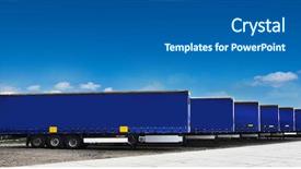  Presentation with semi truck - Cool new PPT layouts with truck semi trailers waiting backdrop and a gray colored foreground
