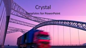  Presentation with semi truck - PPT theme featuring truck speeding through a bridge background and a light blue colored foreground