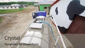  Presentation with loading - Presentation design with truck stands near a production background and a light gray colored foreground