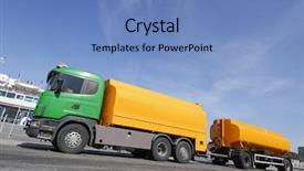  Presentation with stationary - Slide deck having truck stationary in a commercial background and a  colored foreground