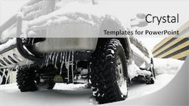  Presentation with suv - Cool new presentation theme with truck tires - big suv covered in snow backdrop and a  colored foreground