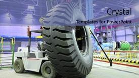  Presentation with tyre - Slide deck featuring truck tires - forklift with giant size tyre background and a ocean colored foreground