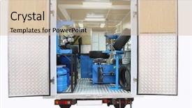  Presentation with tire - Colorful theme enhanced with truck tires - image of mobile tire fitting backdrop and a soft green colored foreground