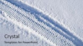  Presentation with tracks - Presentation having truck tires - tracks in the snow background and a light blue colored foreground
