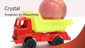  Presentation with food white - Presentation theme having truck toys - food transportation concept - toy background and a lemonade colored foreground
