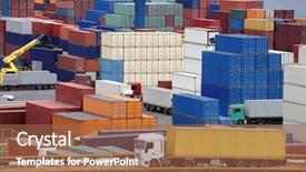  Presentation with container ship - Colorful slides enhanced with truck transport container backdrop and a red colored foreground