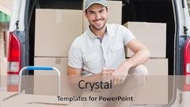  Presentation with labor and delivery - Slides with truck transportation - delivery driver writing in clipboard background and a mint green colored foreground