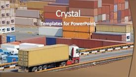 Presentation with container - Cool new presentation with freight train - truck transports container backdrop and a coral colored foreground