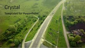  Presentation with semi truck - Presentation theme consisting of truck with cargo semi trailer background and a seafoam green colored foreground