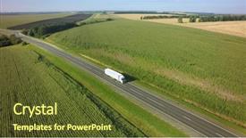  Presentation with semi truck - Amazing theme having truck with cargo semi trailer backdrop and a tawny brown colored foreground