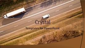  Presentation with semi truck - Cool new slide deck with truck with cargo semi trailer backdrop and a coral colored foreground