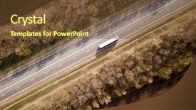  Presentation with semi trailer - Audience pleasing presentation theme consisting of truck with cargo semi trailer backdrop and a tawny brown colored foreground