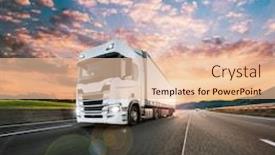  Presentation with cargo transportation - PPT layouts with truck-with-container-on-highway background and a lemonade colored foreground