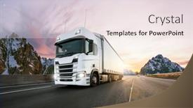  Presentation with cargo transportation - Colorful PPT theme enhanced with truck-with-container-on-highway backdrop and a lemonade colored foreground