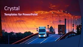  Presentation with rides - Audience pleasing theme consisting of truck-with-container-rides-over backdrop and a wine colored foreground