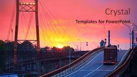  Presentation with rides - PPT theme enhanced with truck-with-container-rides-over background and a coral colored foreground