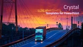  Presentation with seaport - Slide deck with truck-with-container-rides-over background and a violet colored foreground