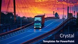  Presentation with seaport - Amazing presentation theme having truck-with-container-rides-over backdrop and a navy blue colored foreground