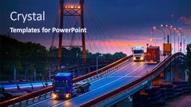  Presentation with freight transportation - Beautiful presentation theme featuring truck-with-container-rides backdrop and a ocean colored foreground