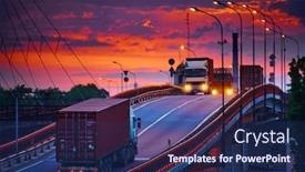  Presentation with freight transportation - Slides featuring truck-with-container-rides background and a navy blue colored foreground