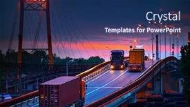  Presentation with freight transportation - Amazing slide set having truck-with-container-rides backdrop and a navy blue colored foreground