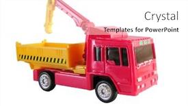  Presentation with haul truck safety - Slide deck having truck with crane toy background and a white colored foreground