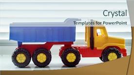  Presentation with earth moving construction - Slides with truck yellow with big wheel background and a sky blue colored foreground