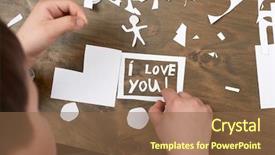  Presentation with parent children - PPT theme having trucking gray - boy makes origami - car background and a tawny brown colored foreground