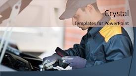  Presentation with trucking - Audience pleasing PPT layouts consisting of trucking gray - mechainc fixing a van engine backdrop and a coral colored foreground