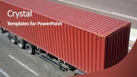  Presentation with shipping container - Amazing theme having trucking gray - red container and truck backdrop and a red colored foreground