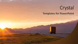  Presentation with trucking - PPT layouts consisting of trucking gray - truck driver on the road background and a coral colored foreground