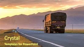  Presentation with trucking - Beautiful slides featuring trucking gray - truck driver on the road backdrop and a tawny brown colored foreground