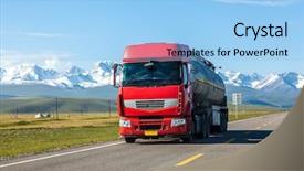  Presentation with trucking - Slide deck with trucking gray - truck drives on road background and a light blue colored foreground