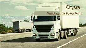  Presentation with trucking - Colorful slide deck enhanced with trucking gray - truck on road blue sky backdrop and a soft green colored foreground