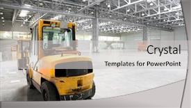  Presentation with trucking - PPT theme with trucking industry - forklift loader in large modern background and a light gray colored foreground