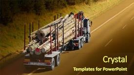  Presentation with trucking - Presentation design having trucking industry - logging truck on the highway background and a tawny brown colored foreground