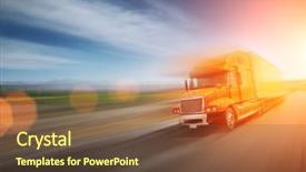  Presentation with trucking - Beautiful slides featuring trucking industry - truck speeding on freeway backdrop and a tawny brown colored foreground