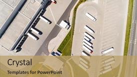  Presentation with logistics warehouse - Beautiful slide deck featuring trucks industrial background logistics backdrop and a yellow colored foreground