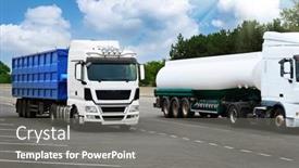  Presentation with tanker truck - Slide set consisting of trucks-is-on-a-road background and a gray colored foreground