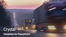  Presentation with trucks - Colorful slide deck enhanced with trucks on a highway backdrop and a tawny brown colored foreground