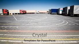  Presentation with trucks - Beautiful presentation theme featuring trucks on a parking wide angle view backdrop and a mint green colored foreground