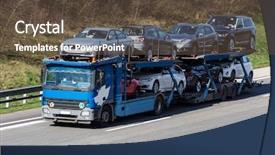  Presentation with trucks - Slide set having trucks on the highway road background and a tawny brown colored foreground