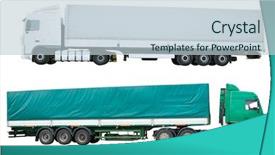  Presentation with truck - PPT theme having trucks under the white background background and a  colored foreground