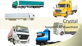  Presentation with trucks - Amazing theme having trucks under the white background backdrop and a blonde colored foreground