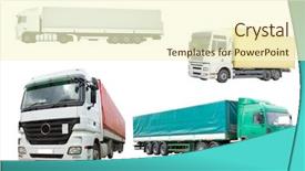  Presentation with trucks - Beautiful presentation theme featuring trucks under thew white background backdrop and a cream colored foreground