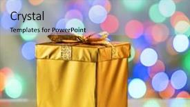  Presentation with colorful celebration - Presentation theme consisting of true colors - golden gift box background and a light blue colored foreground