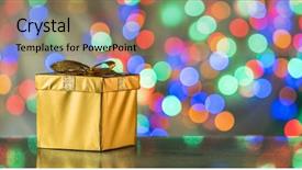  Presentation with colorful celebration - Audience pleasing presentation design consisting of true colors - golden gift box backdrop and a coral colored foreground