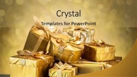  Presentation with blurred bokeh - Presentation theme enhanced with true colors - golden gift boxes background and a yellow colored foreground