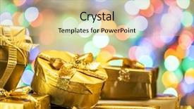  Presentation with colorful celebration - Colorful slide deck enhanced with true colors - golden gift boxes backdrop and a coral colored foreground